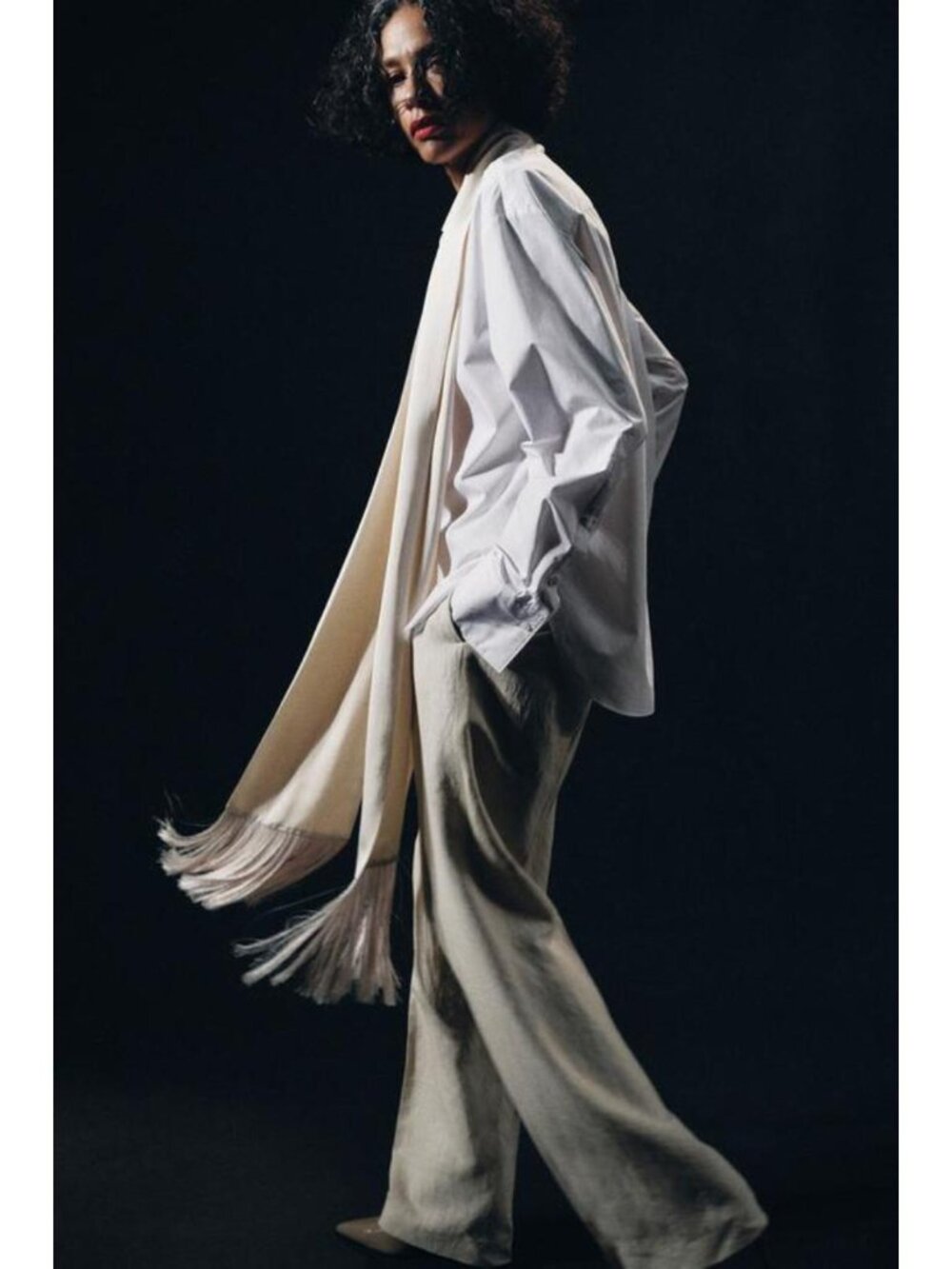 ZARA FRINGED SCARF SHIRT ZW COLLECTION